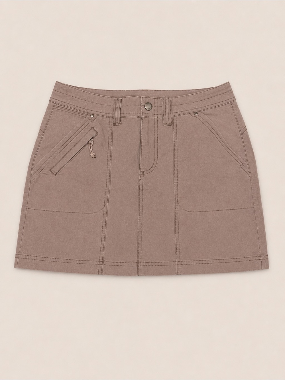 Title Nine Brown Hiking Skort Built-In Shorts Zip Pocket Women’s Size 6